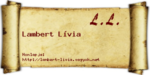 Lambert Lívia névjegykártya